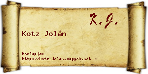 Kotz Jolán névjegykártya